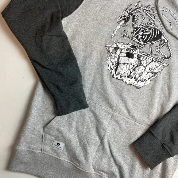 Y2K RDS Red Dragon Mens M Hoodie Skateboard Graphic Dragon Grey CANADA MADE - Picture 4 of 14